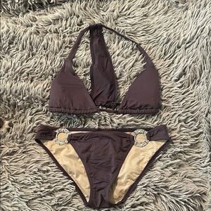 Victoria's Secret Purple Bikini with Gold Accents
